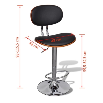 Bar Stools 2 pcs Bent Wood and Faux Leather - Image 8