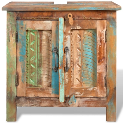 Reclaimed Solid Wood Bathroom Vanity Cabinet Set with Mirror - Image 5