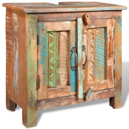 Reclaimed Solid Wood Bathroom Vanity Cabinet Set with Mirror - Image 6