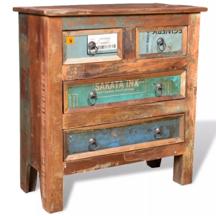 Reclaimed Cabinet Solid Wood with 4 Drawers - Image 11