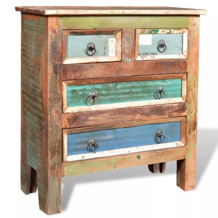 Reclaimed Cabinet Solid Wood with 4 Drawers - Image 5