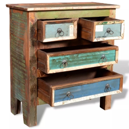 Reclaimed Cabinet Solid Wood with 4 Drawers - Image 6