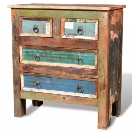 Reclaimed Cabinet Solid Wood with 4 Drawers - Image 7