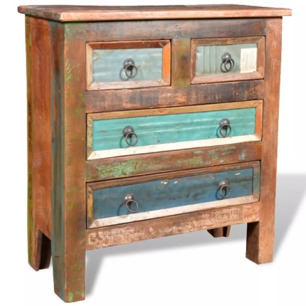 Reclaimed Cabinet Solid Wood with 4 Drawers - Image 9