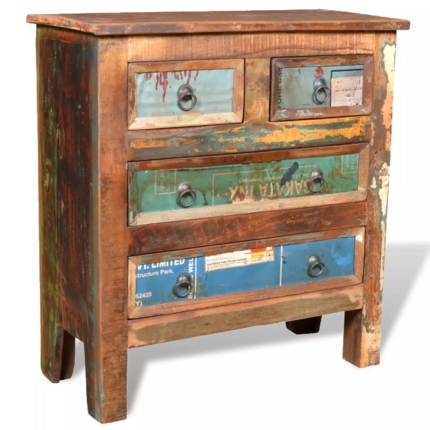 Reclaimed Cabinet Solid Wood with 4 Drawers - Image 10