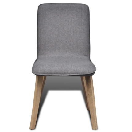 Dining Chairs 4 pcs Light Grey Fabric and Solid Oak Wood - Image 3
