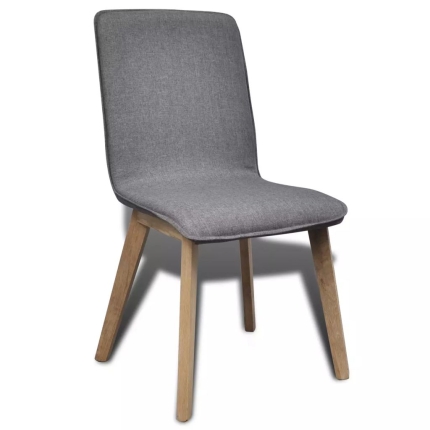 Dining Chairs 4 pcs Light Grey Fabric and Solid Oak Wood - Image 4