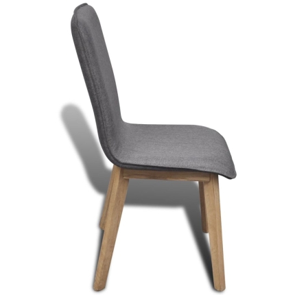 Dining Chairs 4 pcs Light Grey Fabric and Solid Oak Wood - Image 5