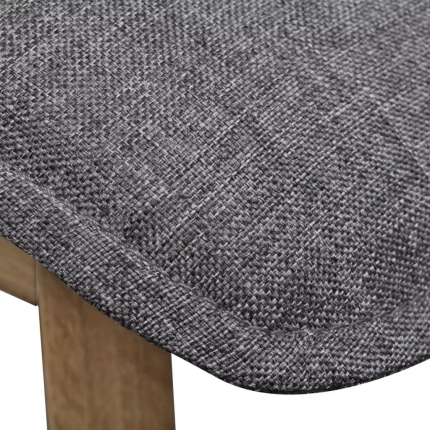 Dining Chairs 4 pcs Light Grey Fabric and Solid Oak Wood - Image 6