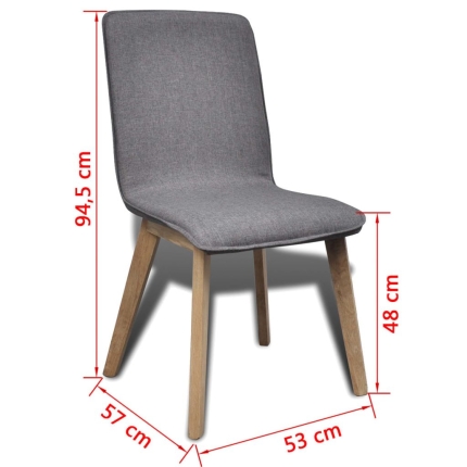Dining Chairs 4 pcs Light Grey Fabric and Solid Oak Wood - Image 7
