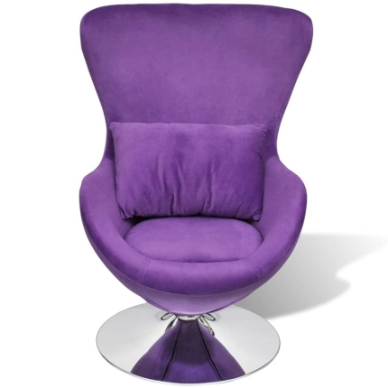 Swivel Egg Chair with Cushion Small Purple Velvet - Image 2