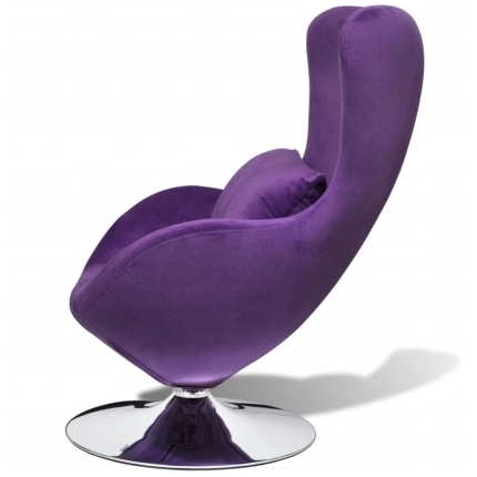 Swivel Egg Chair with Cushion Small Purple Velvet - Image 3