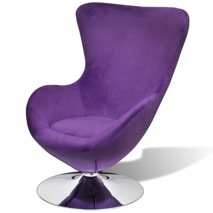 Swivel Egg Chair with Cushion Small Purple Velvet - Image 4