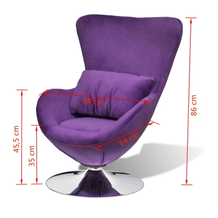 Swivel Egg Chair with Cushion Small Purple Velvet - Image 6