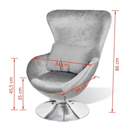 Armchair with Egg Shape Silver - Image 6