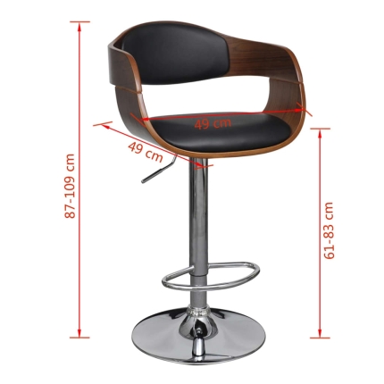 Bar Stools 2 pcs Bent Wood and Faux Leather - Image 7