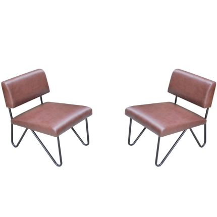 Dining Chairs 2 pcs Brown Faux Leather - Image 3