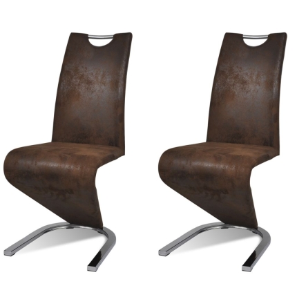 Dining Chairs 2 pcs Brown Faux Leather - Image 2