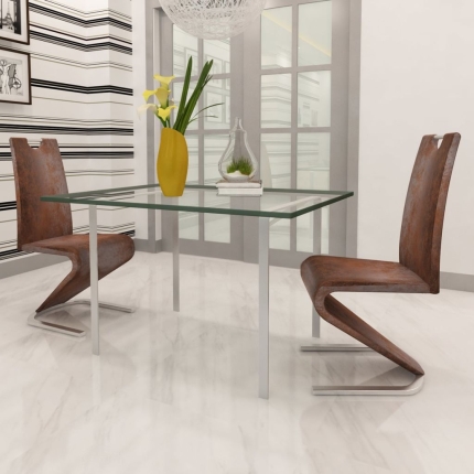 Dining Chairs 2 pcs Brown Faux Leather - Image 3