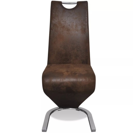 Dining Chairs 2 pcs Brown Faux Leather - Image 5