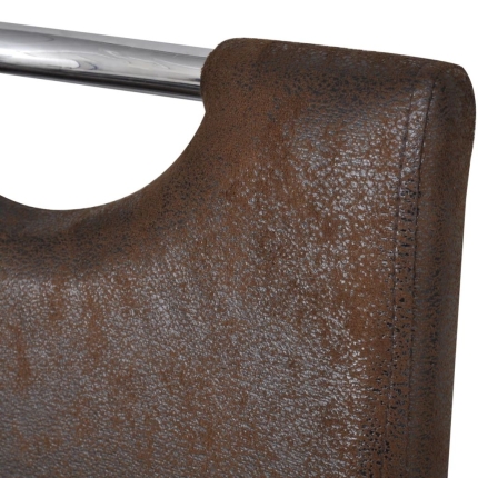 Dining Chairs 2 pcs Brown Faux Leather - Image 6