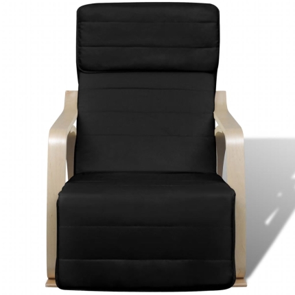 Rocking Chair Black Bentwood and Fabric - Image 3