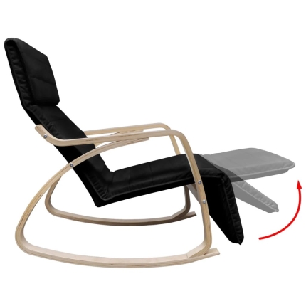 Rocking Chair Black Bentwood and Fabric - Image 5