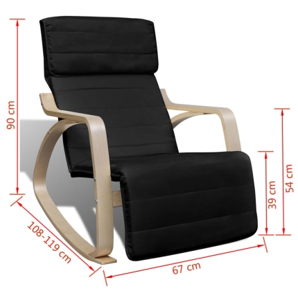 Rocking Chair Black Bentwood and Fabric - Image 8