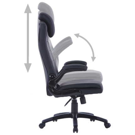 Black Artificial Leather Swivel Chair Adjustable - Image 4