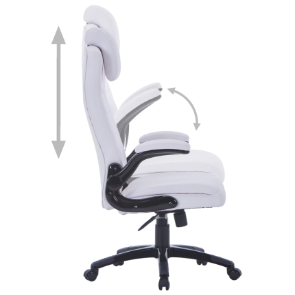 White Artificial Leather Swivel Chair Adjustable - Image 4