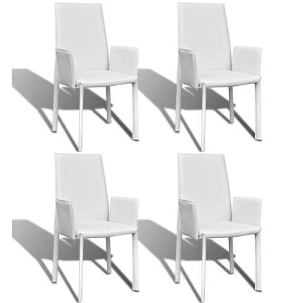 Dining Chairs 4 pcs White Faux Leather - Image 2