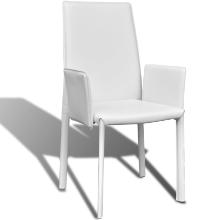 Dining Chairs 4 pcs White Faux Leather - Image 4