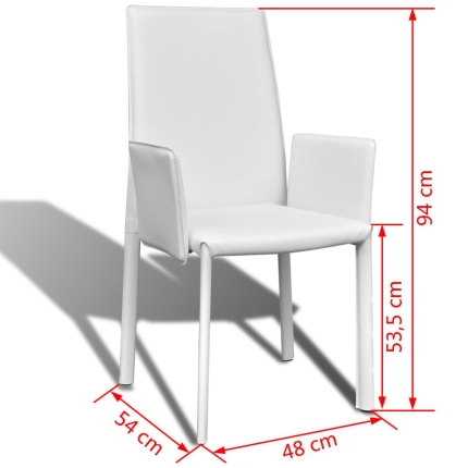 Dining Chairs 4 pcs White Faux Leather - Image 7