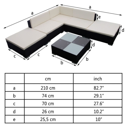 6 Piece Garden Lounge Set with Cushions Poly Rattan Black - Image 5