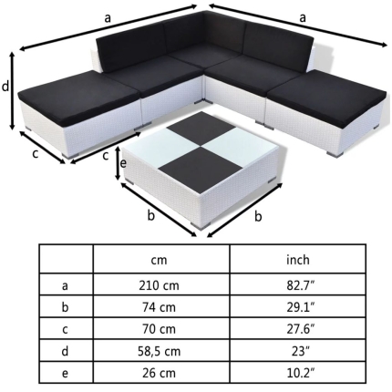 6 Piece Garden Lounge Set with Cushions Poly Rattan White - Image 4