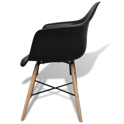 Dining Chairs 6 pcs Black Plastic and Beechword - Image 4