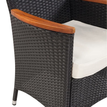 5 Piece Outdoor Dining Set with Cushions Poly Rattan Black - Image 4