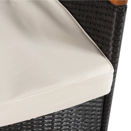 5 Piece Outdoor Dining Set with Cushions Poly Rattan Black - Image 7