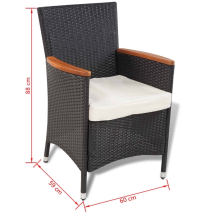 5 Piece Outdoor Dining Set with Cushions Poly Rattan Black - Image 8