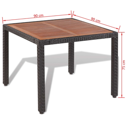 5 Piece Outdoor Dining Set with Cushions Poly Rattan Black - Image 9