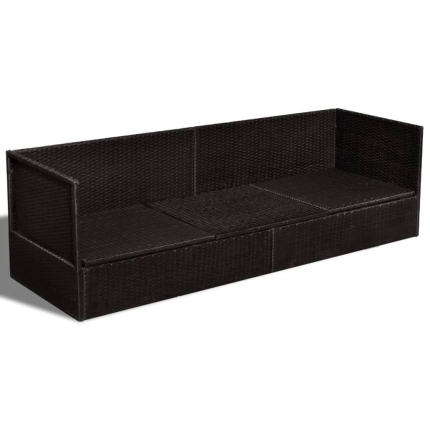 Outdoor Sofa with Cushion & Pillow Poly Rattan Brown - Image 5
