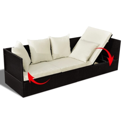 Outdoor Sofa with Cushion & Pillow Poly Rattan Brown - Image 7