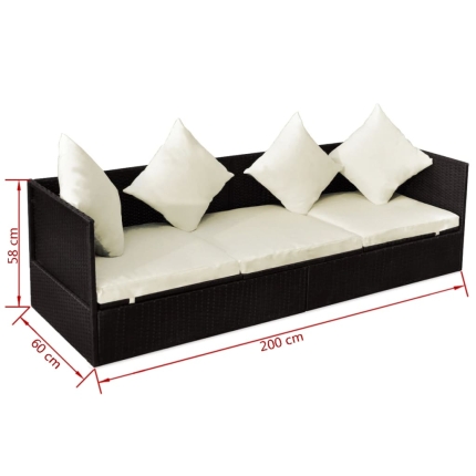 Outdoor Sofa with Cushion & Pillow Poly Rattan Brown - Image 8