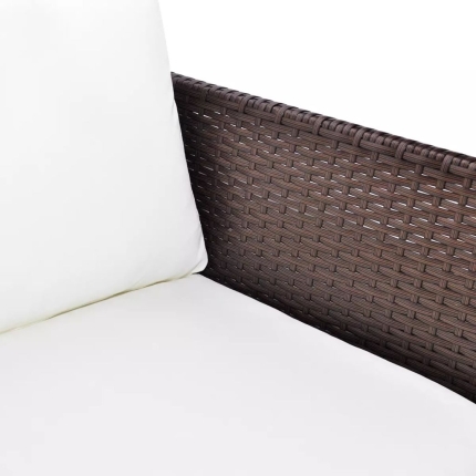 3 Piece Garden Lounge Set with Cushions Poly Rattan Brown - Image 5