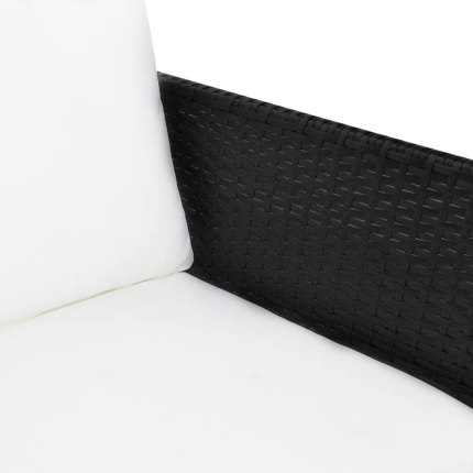3 Piece Garden Lounge Set with Cushions Poly Rattan Black - Image 5