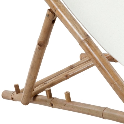 Outdoor Deck Chair Bamboo and Canvas - Image 3