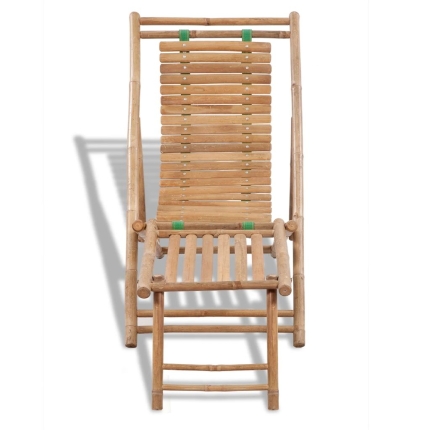 Outdoor Deck Chair with Footrest Bamboo - Image 2