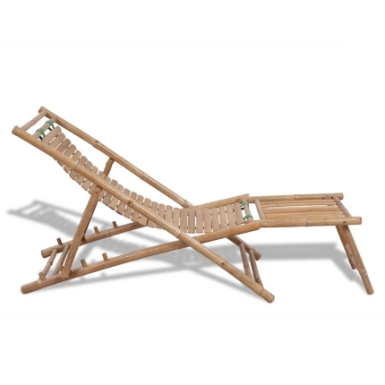 Outdoor Deck Chair with Footrest Bamboo - Image 3