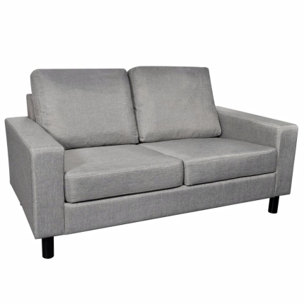 Sofa 2-Seater Fabric Light Grey - Image 2