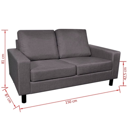 Sofa 2-Seater Fabric Dark Grey - Image 6